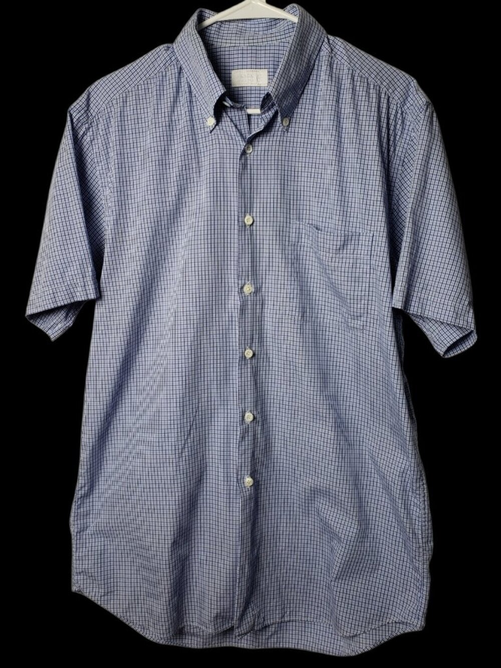 Prada Mens Checkered Short-Sleeve Button-Down Shirt CottonBlue/White Size 42 -16